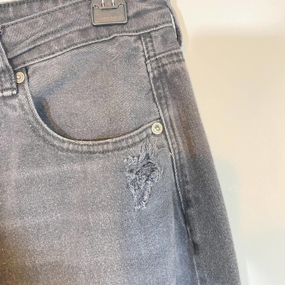 American Eagle Outfitters Mom Straight Jean Black Distressed Ankle Length Sz 16 - Picture 5 of 11